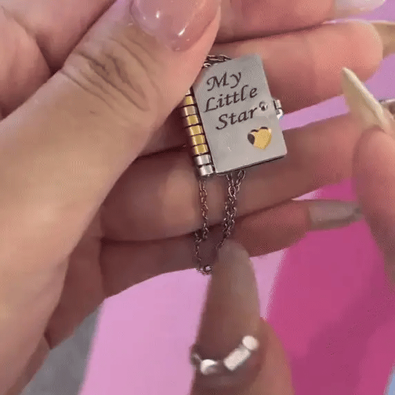 Daughter holding meaningful necklace